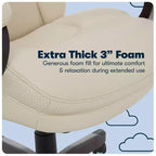 Brown / Ivory / Gray Executive Office Chair, Single Seat, Bonded Leather with Wood Accents