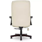 Brown / Ivory / Gray Executive Office Chair, Single Seat, Bonded Leather with Wood Accents
