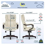 Brown / Ivory / Gray Executive Office Chair, Single Seat, Bonded Leather with Wood Accents