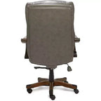 Brown / Ivory / Gray Executive Office Chair, Single Seat, Bonded Leather with Wood Accents