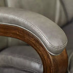 Brown / Ivory / Gray Executive Office Chair, Single Seat, Bonded Leather with Wood Accents