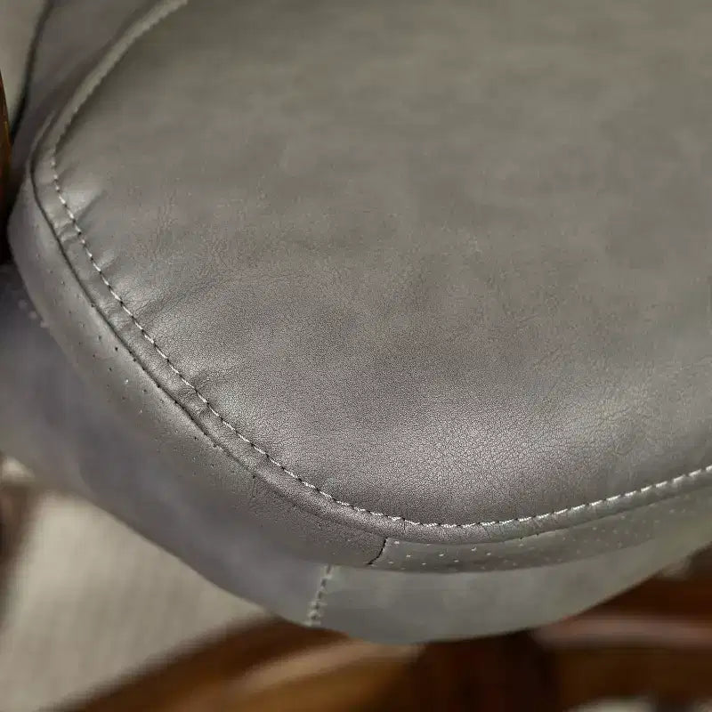 Brown / Ivory / Gray Executive Office Chair, Single Seat, Bonded Leather with Wood Accents