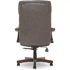 Brown / Ivory / Gray Executive Office Chair, Single Seat, Bonded Leather with Wood Accents