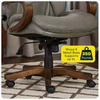 Brown / Ivory / Gray Executive Office Chair, Single Seat, Bonded Leather with Wood Accents