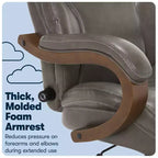 Brown / Ivory / Gray Executive Office Chair, Single Seat, Bonded Leather with Wood Accents