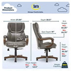 Brown / Ivory / Gray Executive Office Chair, Single Seat, Bonded Leather with Wood Accents