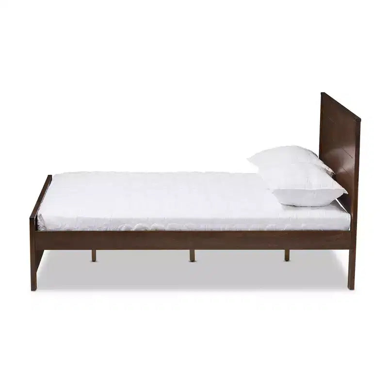 Brown Mission Style Platform Bed, Full Size, 1-Person