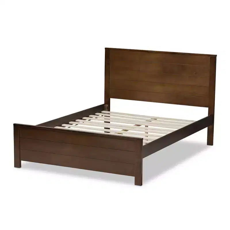 Brown Mission Style Platform Bed, Full Size, 1-Person