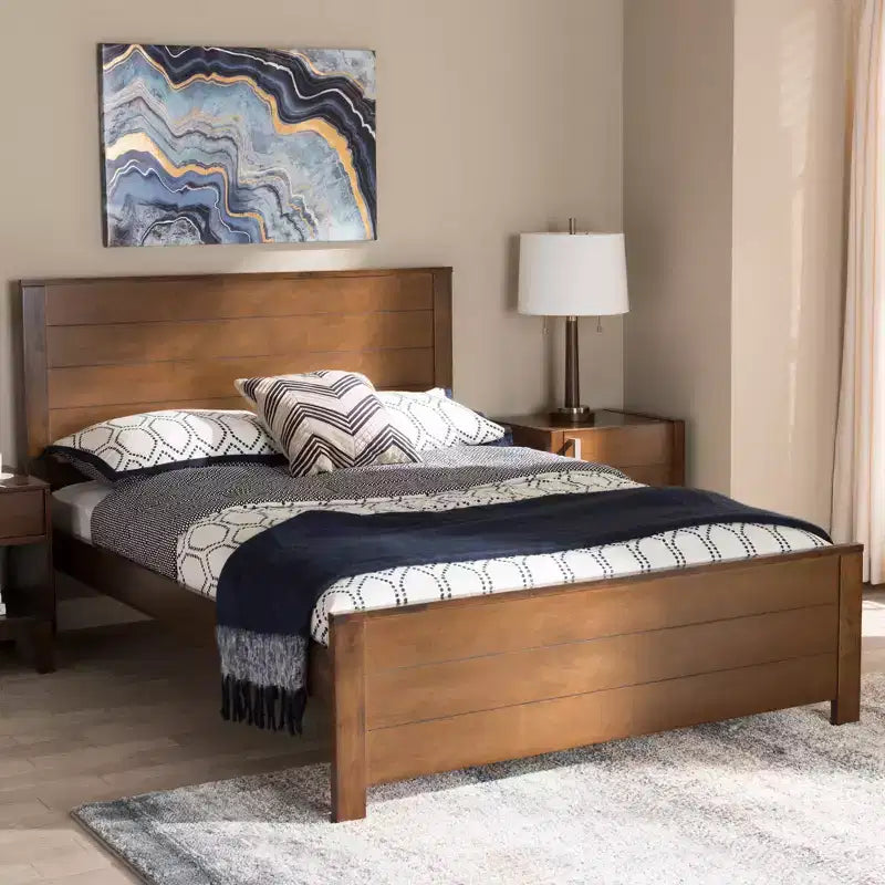 Brown Mission Style Platform Bed, Full Size, 1-Person