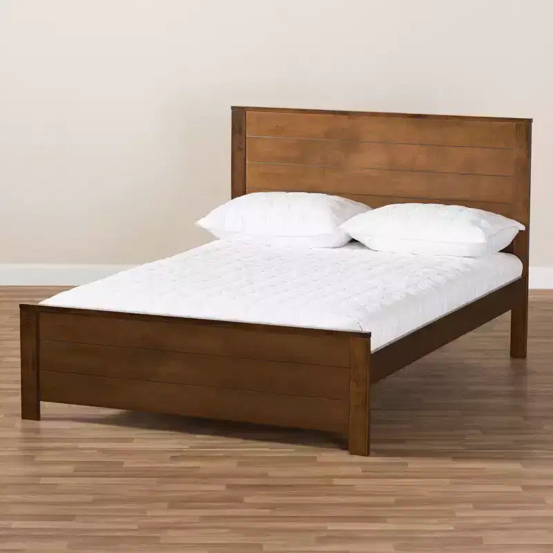 Brown Mission Style Platform Bed, Full Size, 1-Person