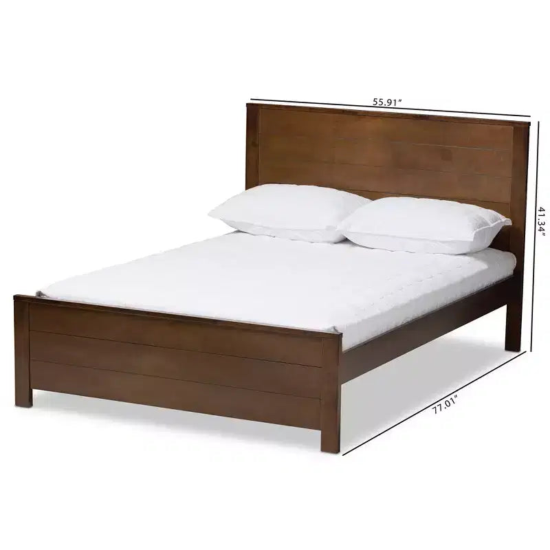 Brown Mission Style Platform Bed, Full Size, 1-Person