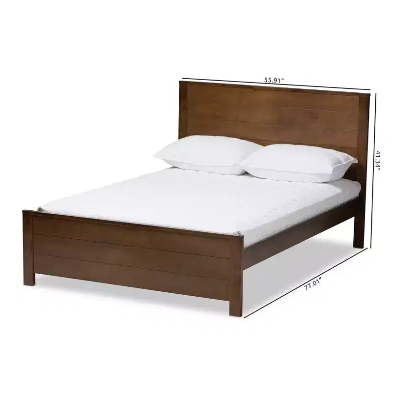 Brown Mission Style Platform Bed, Full Size, 1-Person