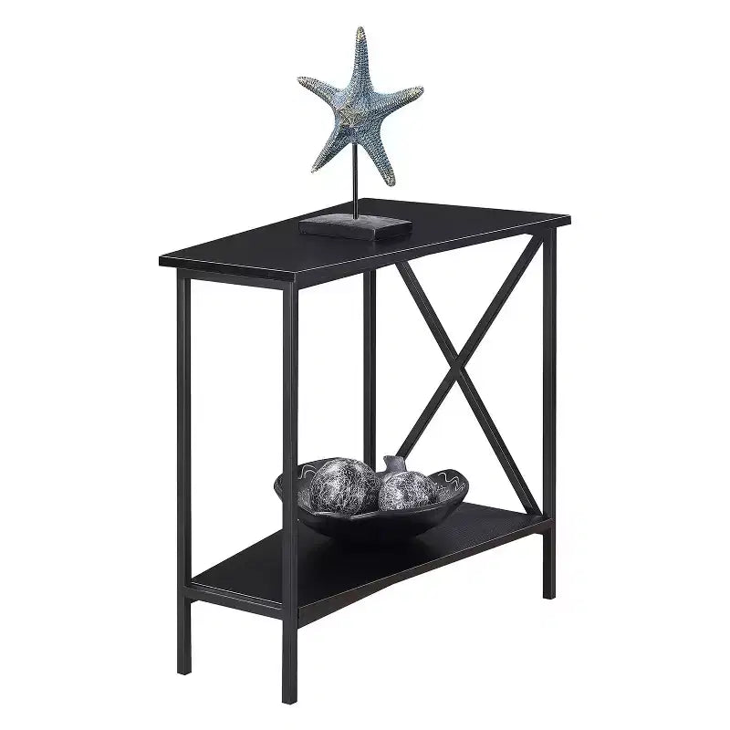 Gray & Black Wedge-Shape End Table