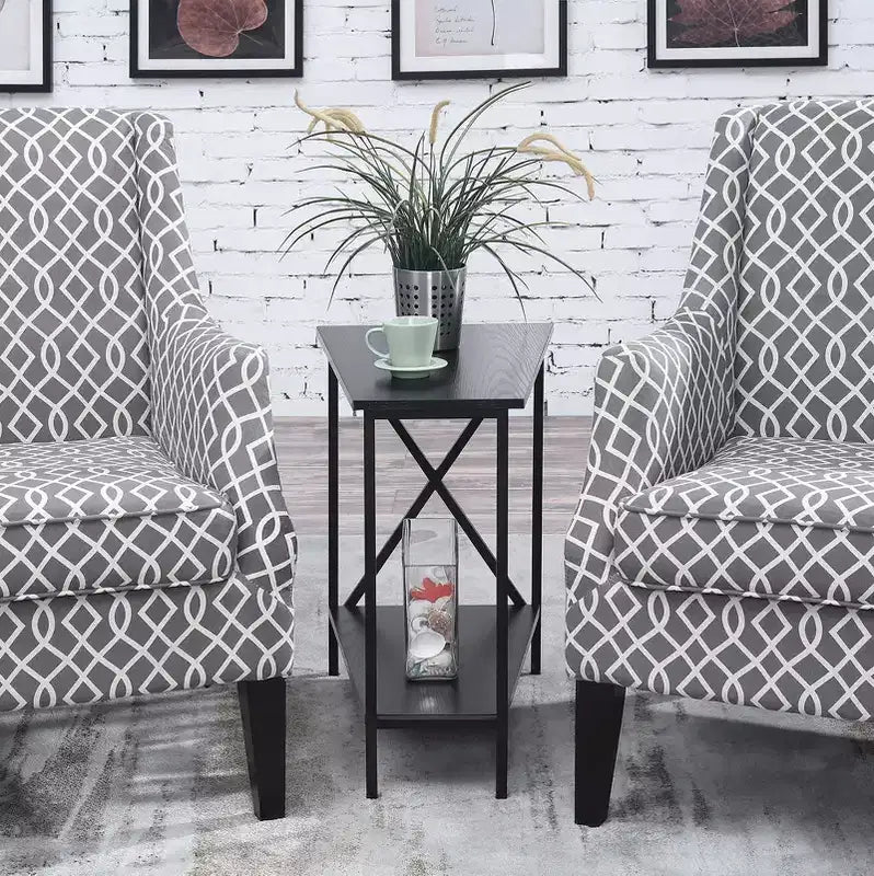 Gray & Black Wedge-Shape End Table