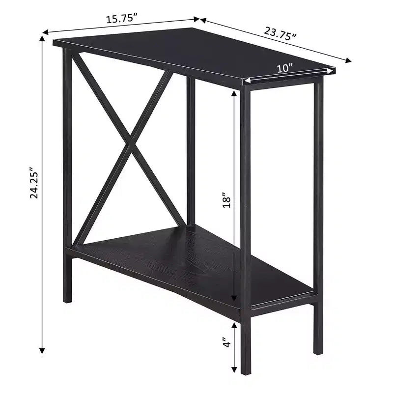 Gray & Black Wedge-Shape End Table