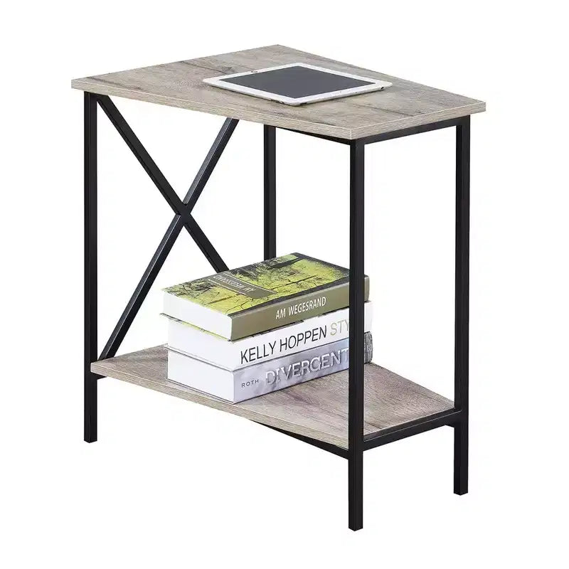 Gray & Black Wedge-Shape End Table