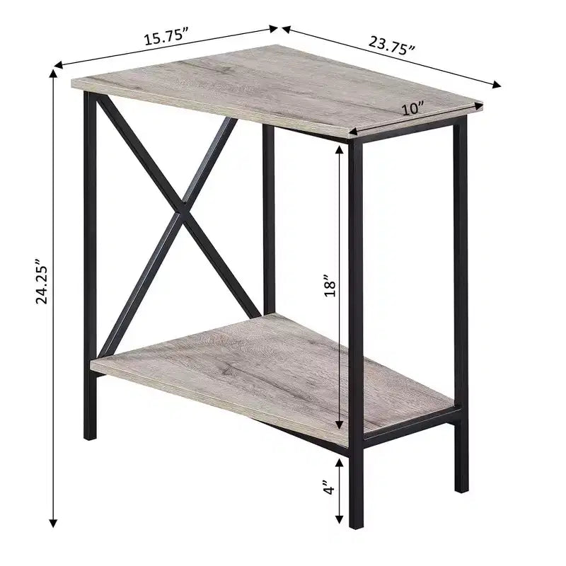 Gray & Black Wedge-Shape End Table