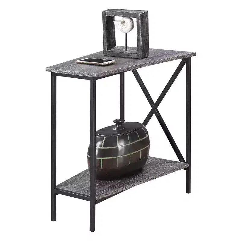 Gray & Black Wedge-Shape End Table