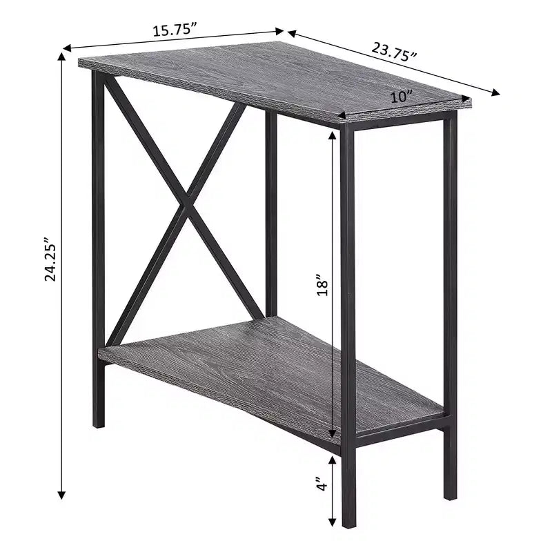 Gray & Black Wedge-Shape End Table