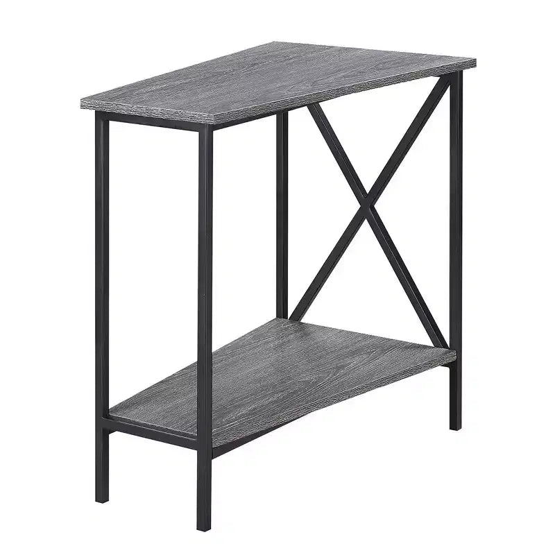 Gray & Black Wedge-Shape End Table