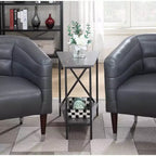 Gray & Black Wedge-Shape End Table