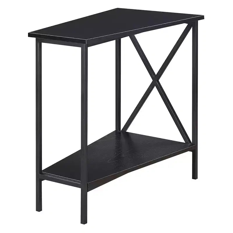Gray & Black Wedge-Shape End Table