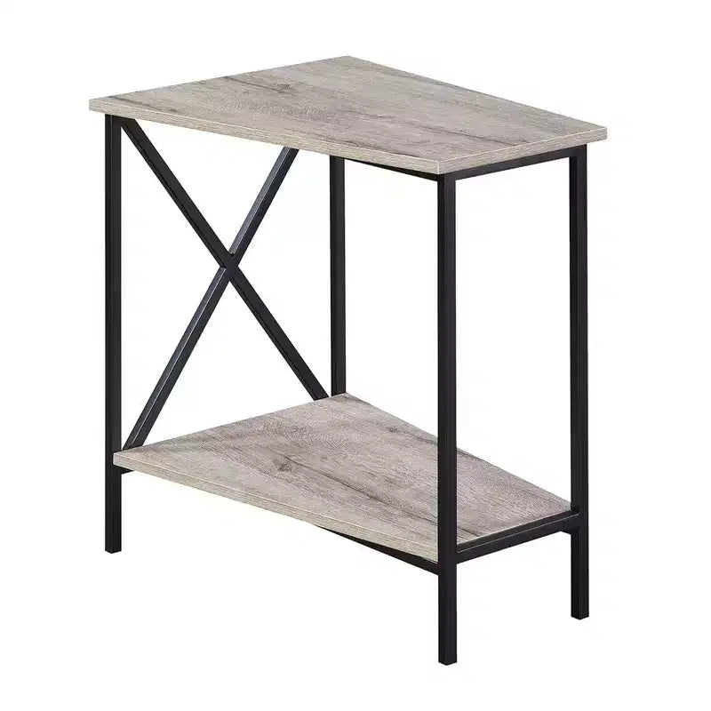 Gray & Black Wedge-Shape End Table