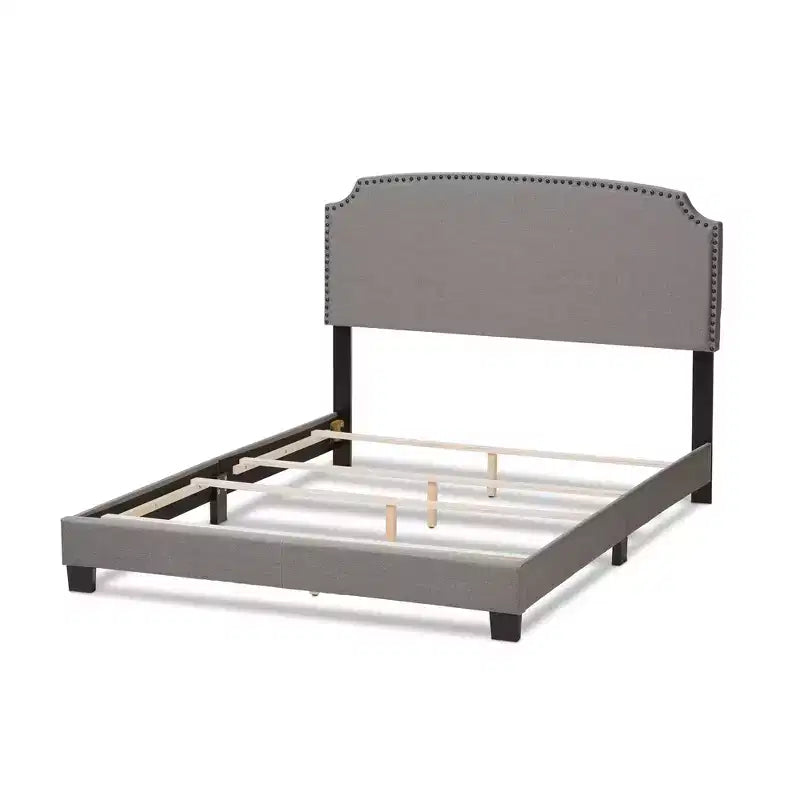 Light Gray Upholstered Panel Bed, 1-Person
