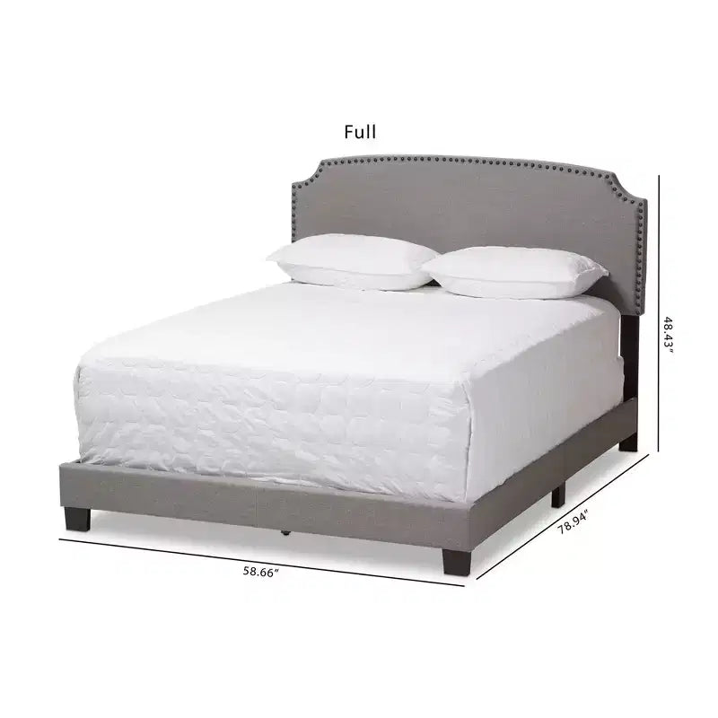 Light Gray Upholstered Panel Bed, 1-Person