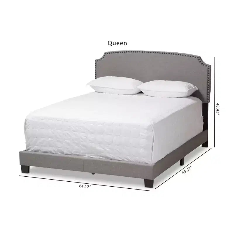 Light Gray Upholstered Panel Bed, 1-Person