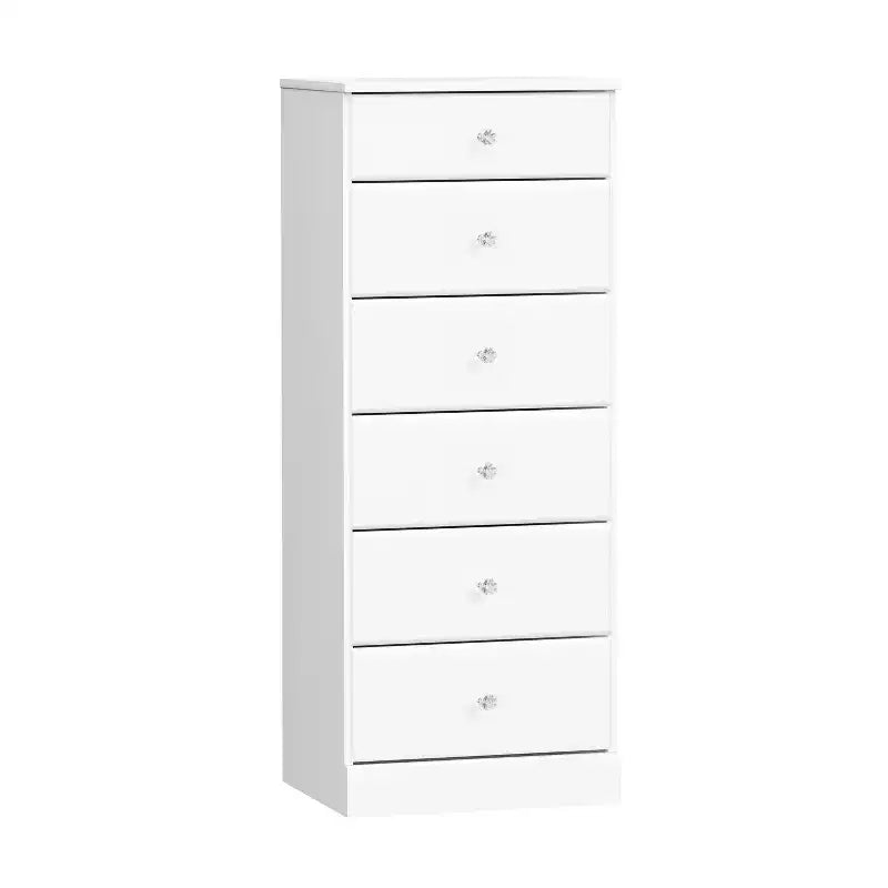 White / Black / Drifted Gray 6-Drawer Tall Chest, Single