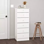 White / Black / Drifted Gray 6-Drawer Tall Chest, Single