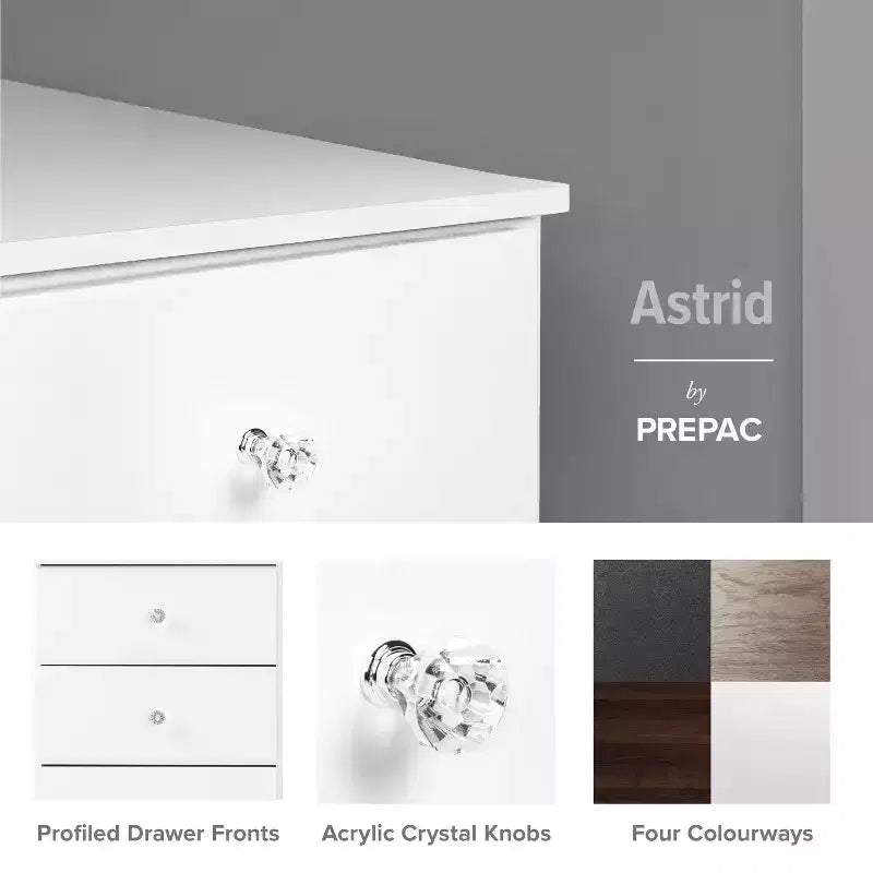 White / Black / Drifted Gray 6-Drawer Tall Chest, Single