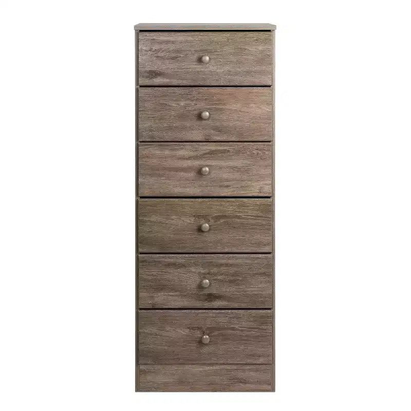 White / Black / Drifted Gray 6-Drawer Tall Chest, Single