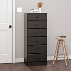 White / Black / Drifted Gray 6-Drawer Tall Chest, Single