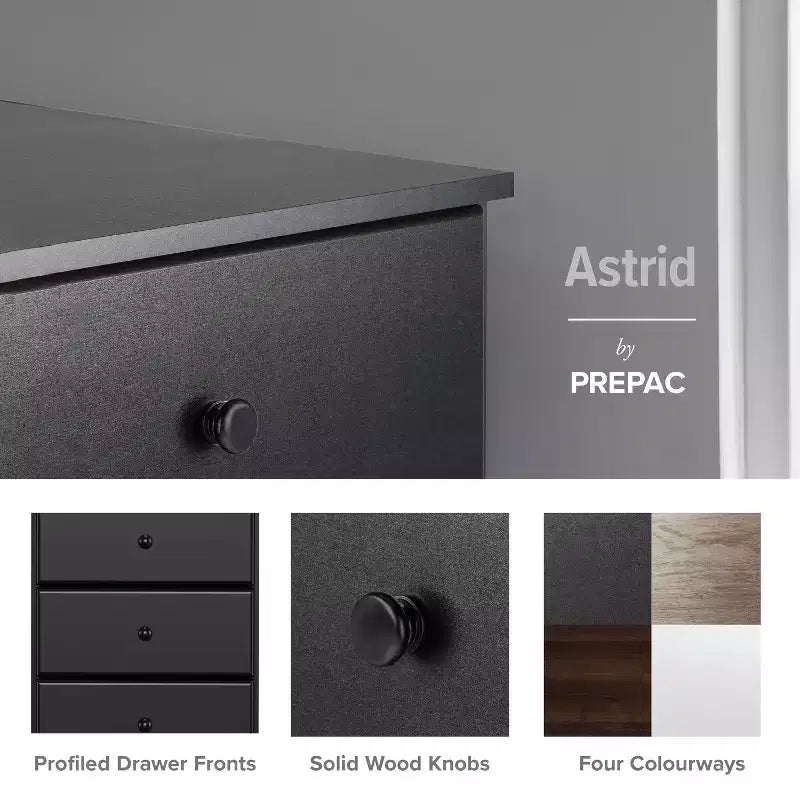 White / Black / Drifted Gray 6-Drawer Tall Chest, Single