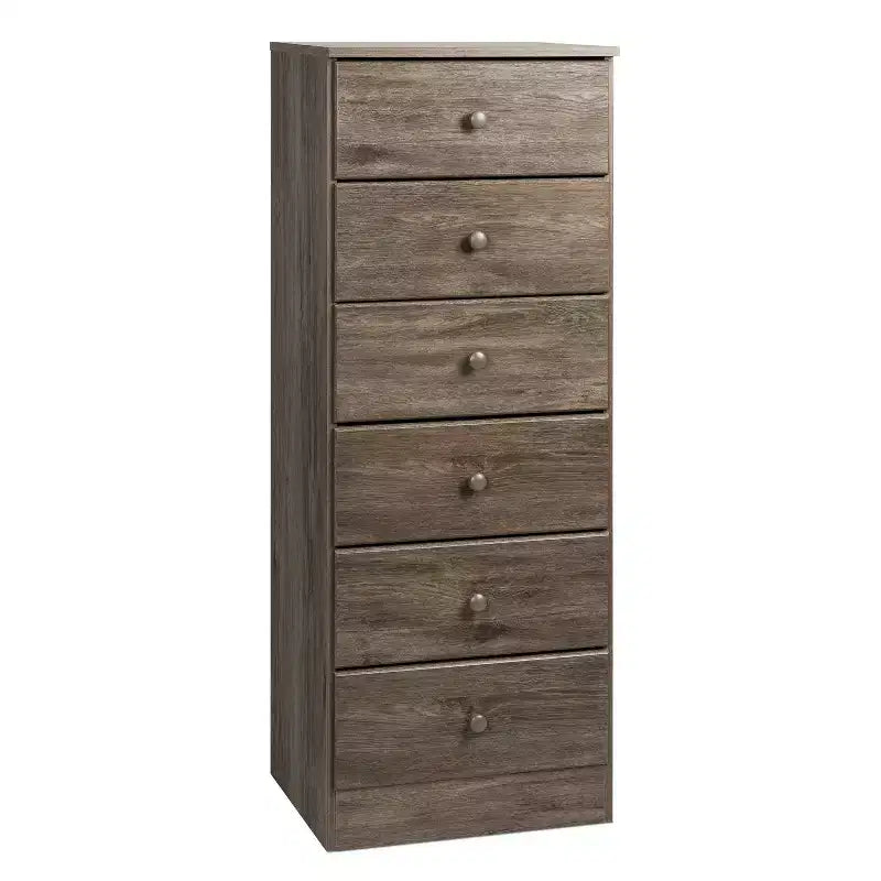 White / Black / Drifted Gray 6-Drawer Tall Chest, Single