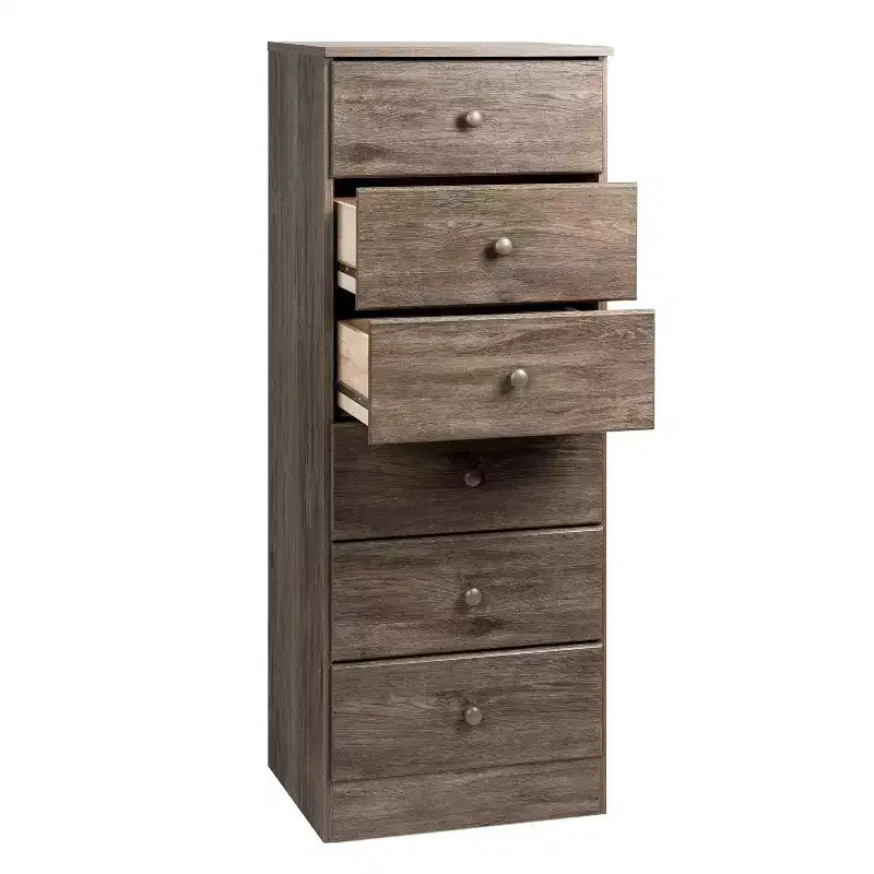 White / Black / Drifted Gray 6-Drawer Tall Chest, Single