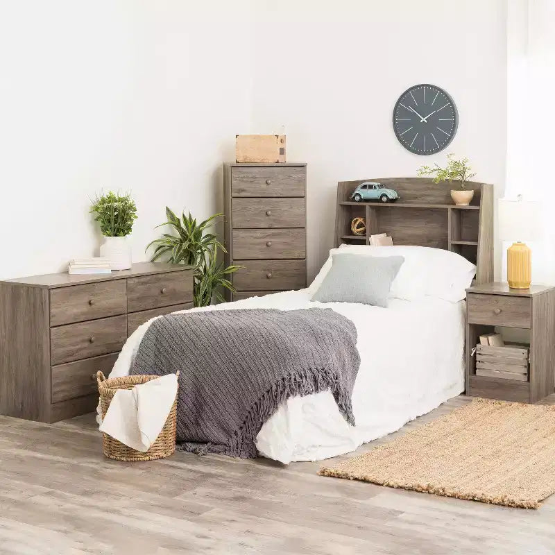 White / Black / Drifted Gray 6-Drawer Tall Chest, Single