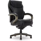 Black Bonded Leather & Wood Executive Office Chair, 1-Seat