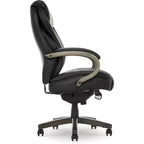 Black Bonded Leather & Wood Executive Office Chair, 1-Seat