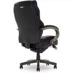 Black Bonded Leather & Wood Executive Office Chair, 1-Seat