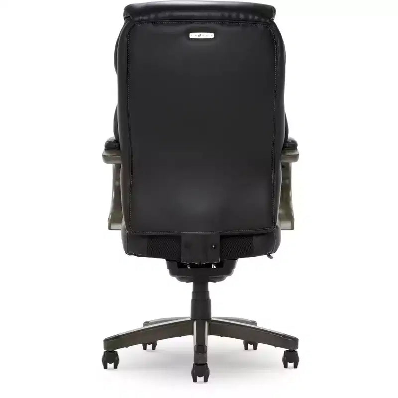 Black Bonded Leather & Wood Executive Office Chair, 1-Seat