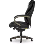 Black Bonded Leather & Wood Executive Office Chair, 1-Seat
