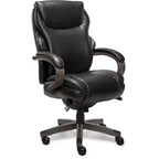 Black Bonded Leather & Wood Executive Office Chair, 1-Seat