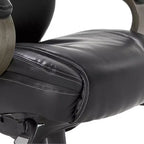 Black Bonded Leather & Wood Executive Office Chair, 1-Seat