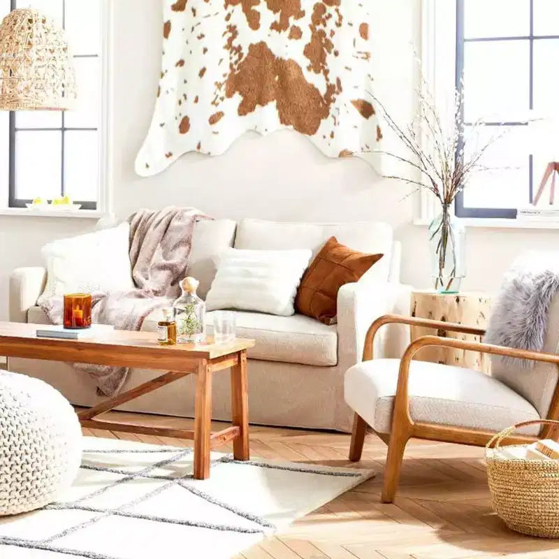 Chunky Knit Round Pouf, Cream / Gray, Seats 1