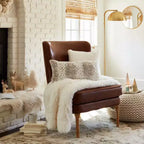 Chunky Knit Round Pouf, Cream / Gray, Seats 1
