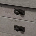 Gray & Dark Gray Wash Square Nightstand with Drawer & Shelf