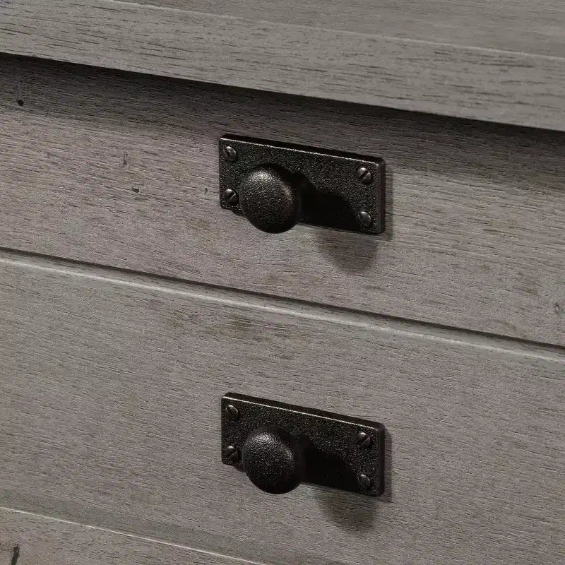 Gray & Dark Gray Wash Square Nightstand with Drawer & Shelf